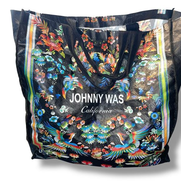 Johnny Was California Reusable Tote Bag Large Packable Carry On Travel 18 x 19" - Picture 4 of 8